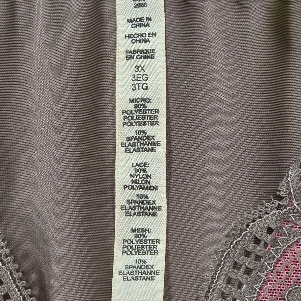 Rhonda Shear Camisole Womens 3X Taupe Mauve Excellent Lace Trim V-Neck Cami - Picture 8 of 10